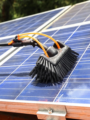 Gentle,Cleaning,Of,Photovoltaic,Modules,With,Rainwater,And,Soft,Brush